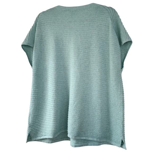 J. Jill Wearever Textured Short-Sleeve Pullover size XL mint green ribbed boho - Picture 9 of 11